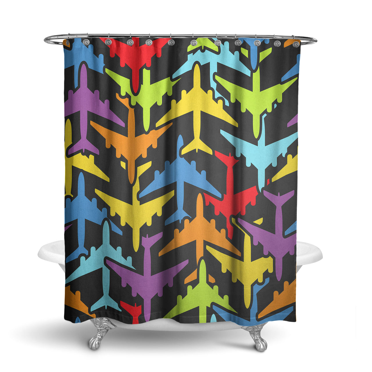 Super Colourful Airplanes Designed Shower Curtains