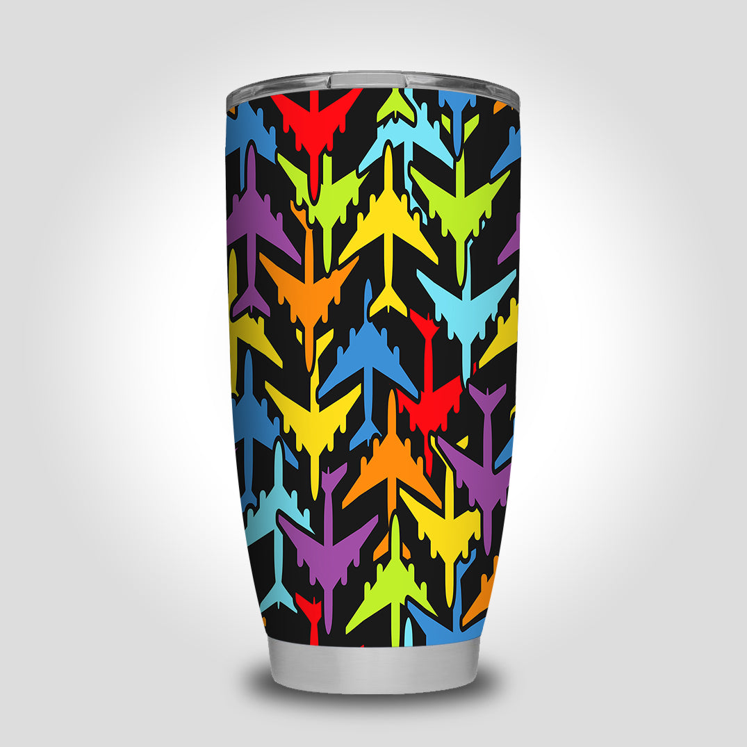Super Colourful Airplanes Designed Tumbler Travel Mugs