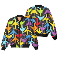 Thumbnail for Super Colourful Airplanes Designed 3D Pilot Bomber Jackets