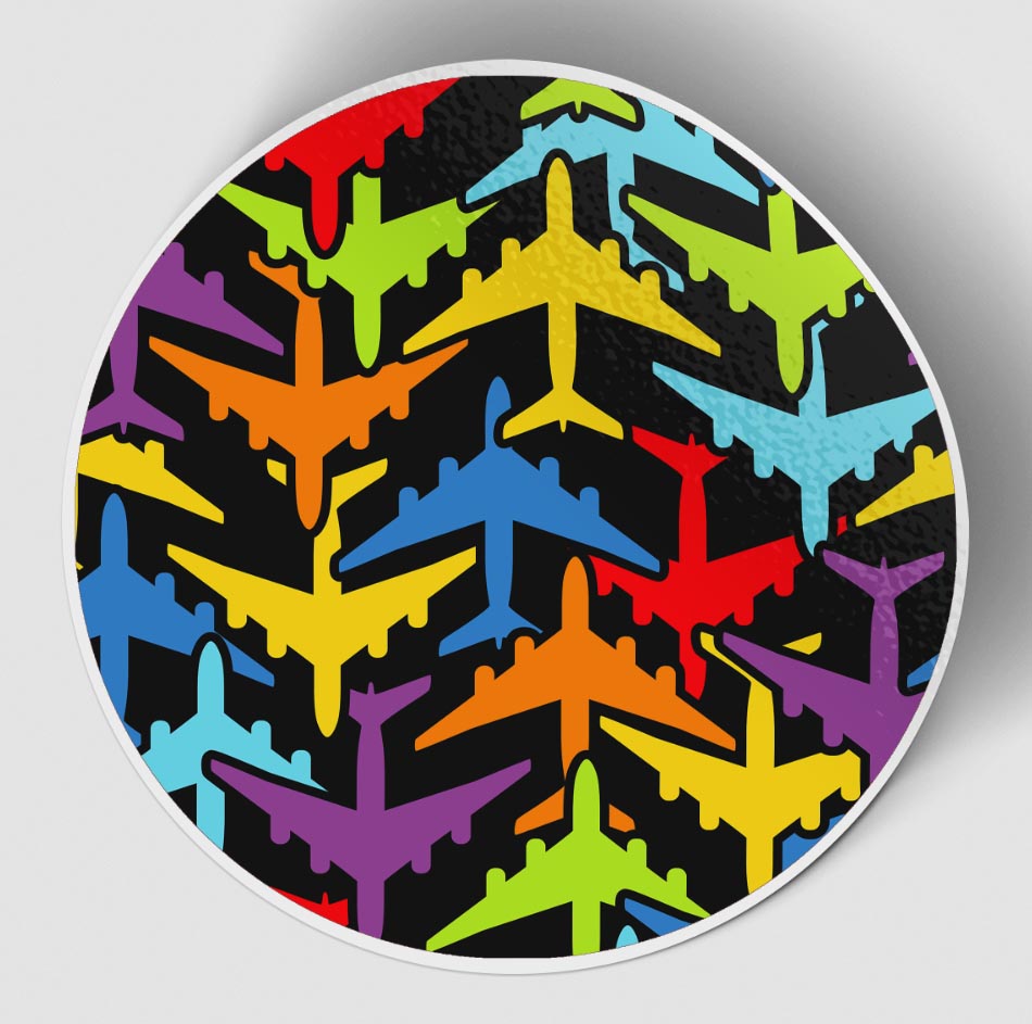 Super Colourful Airplanes Designed Stickers