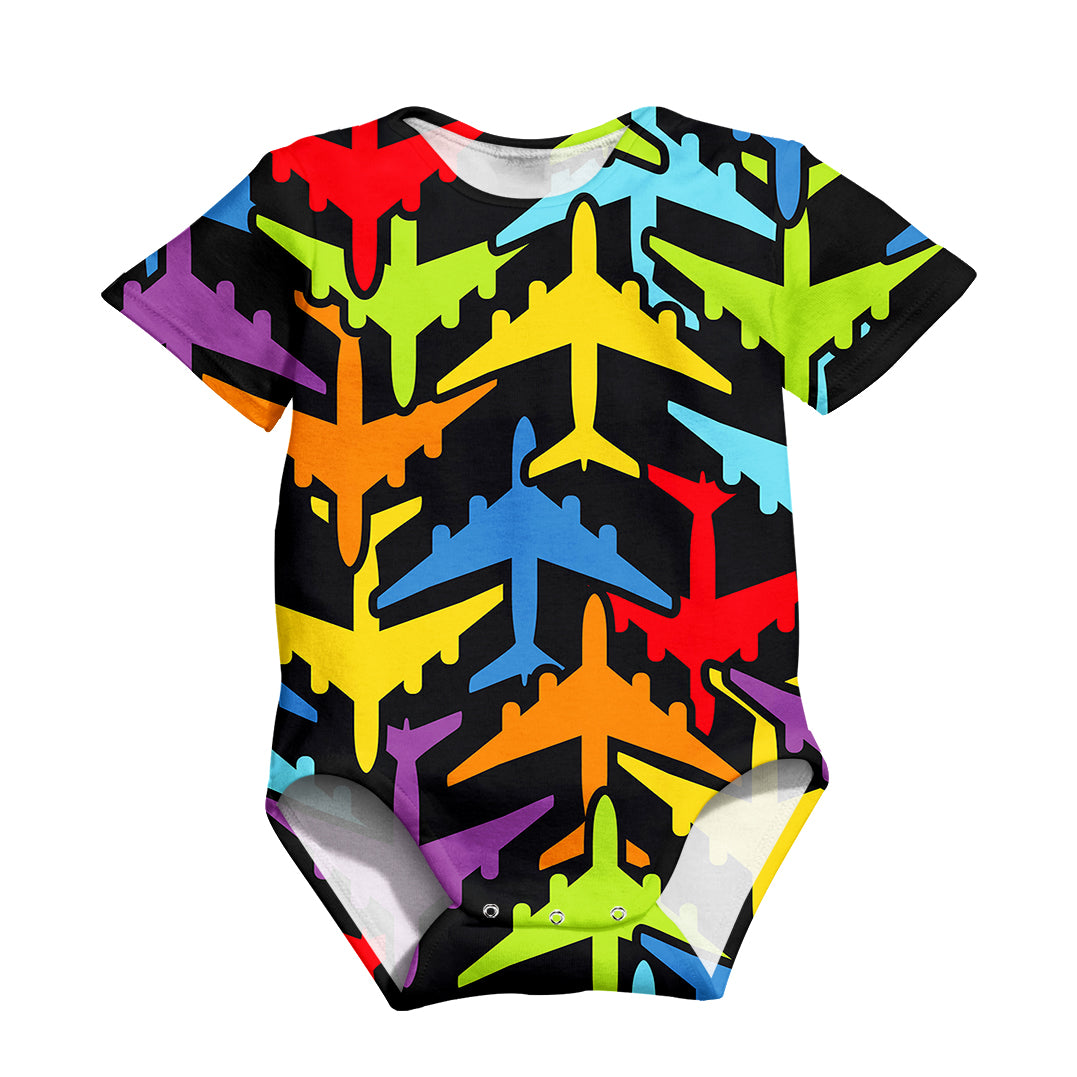 Super Colourful Airplanes Designed 3D Baby Bodysuits