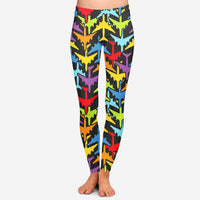 Thumbnail for Super Colourful Airplanes Designed Women Leggins