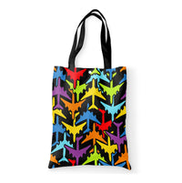 Thumbnail for Super Colourful Airplanes Designed Tote Bags