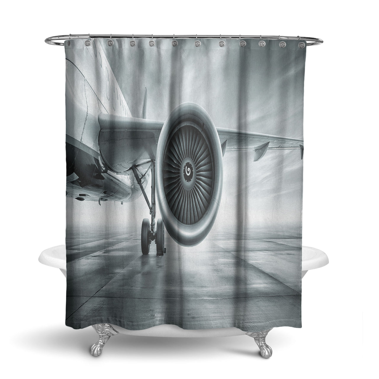 Super Cool Airliner Jet Engine Designed Shower Curtains