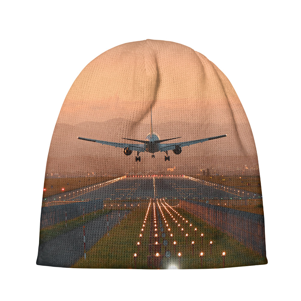 Super Cool Landing During Sunset Designed Knit 3D Beanies