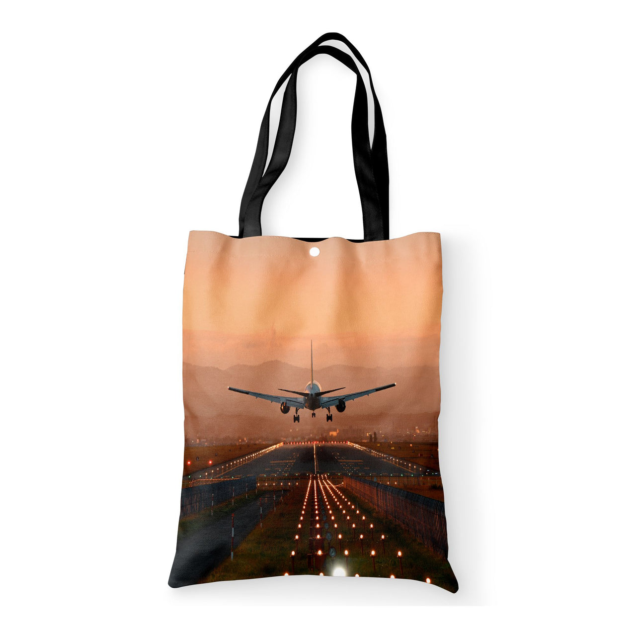 Super Cool Landing During Sunset Designed Tote Bags