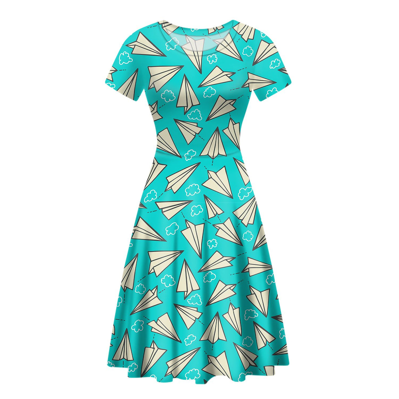 Super Cool Paper Airplanes Designed Women Midi Dress