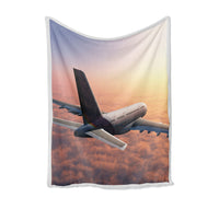 Thumbnail for Super Cruising Airbus A380 over Clouds Designed Bed Blankets & Covers