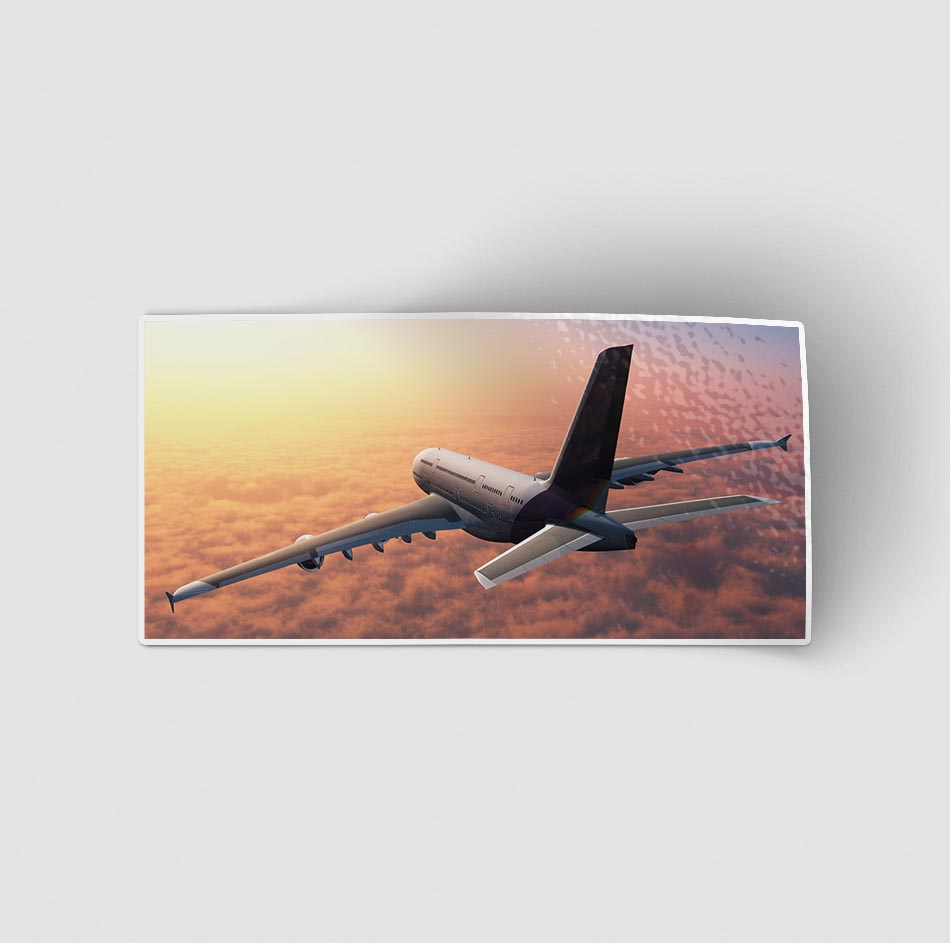 Super Cruising Airbus A380 over Clouds Designed Stickers