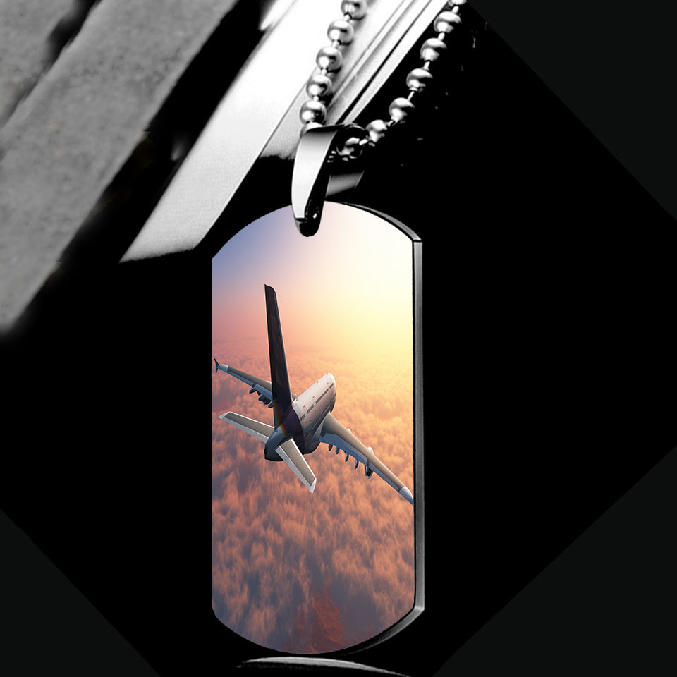 Super Cruising Airbus A380 over Clouds Designed Metal Necklaces
