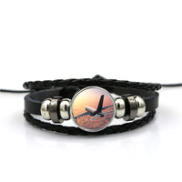 Thumbnail for Super Cruising Airbus A380 over Clouds Designed Leather Bracelets