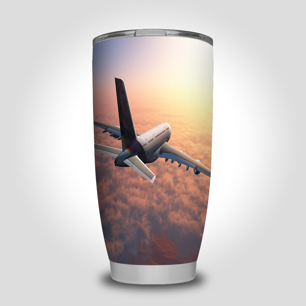Super Cruising Airbus A380 over Clouds Designed Tumbler Travel Mugs