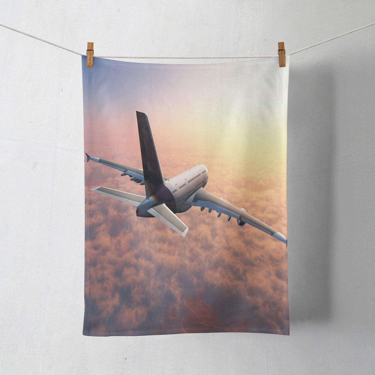Super Cruising Airbus A380 over Clouds Designed Towels