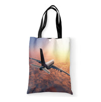 Thumbnail for Super Cruising Airbus A380 over Clouds Designed Tote Bags