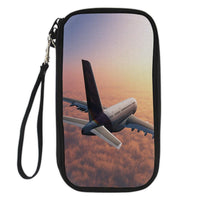 Thumbnail for Super Cruising Airbus A380 over Clouds Designed Travel Cases & Wallets