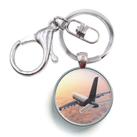 Thumbnail for Super Cruising Airbus A380 over Clouds Designed Circle Key Chains