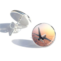 Thumbnail for Super Cruising Airbus A380 over Clouds Designed Stud Earrings