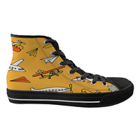 Thumbnail for Super Drawings of Airplanes Designed Long Canvas Shoes (Men)