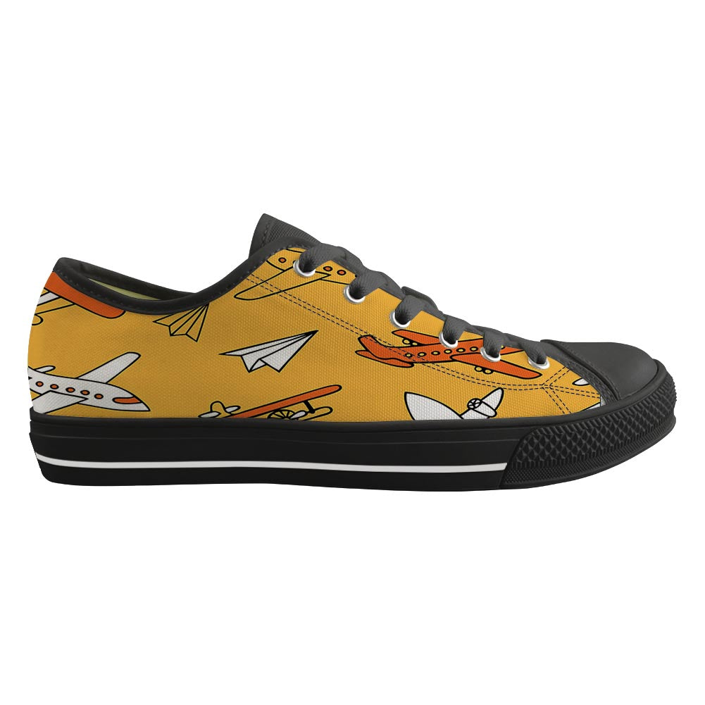 Super Drawings of Airplanes Designed Canvas Shoes (Women)