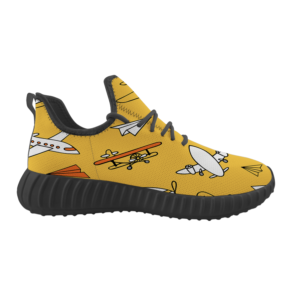 Super Drawings of Airplanes Designed Sport Sneakers & Shoes (WOMEN)