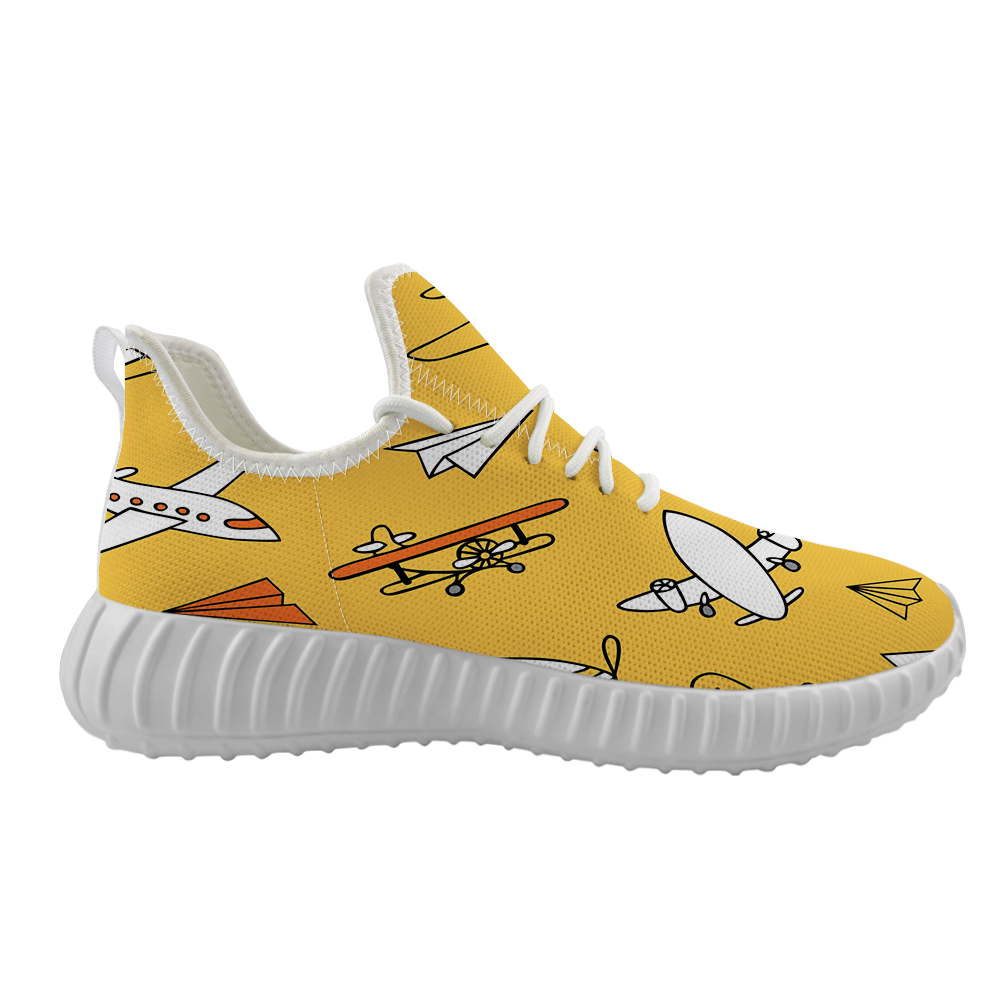 Super Drawings of Airplanes Designed Sport Sneakers & Shoes (MEN)