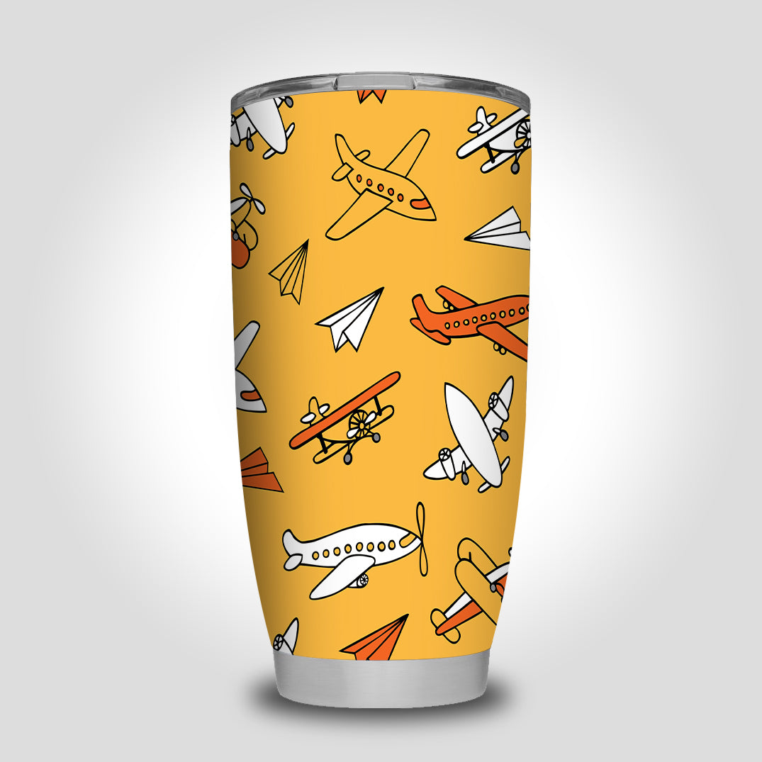 Super Drawings of Airplanes Designed Tumbler Travel Mugs