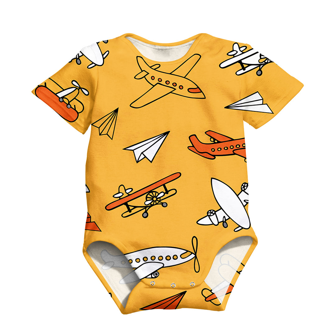 Super Drawings of Airplanes Designed 3D Baby Bodysuits