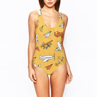 Thumbnail for Super Drawings of Airplanes Designed Women Swim Bodysuits
