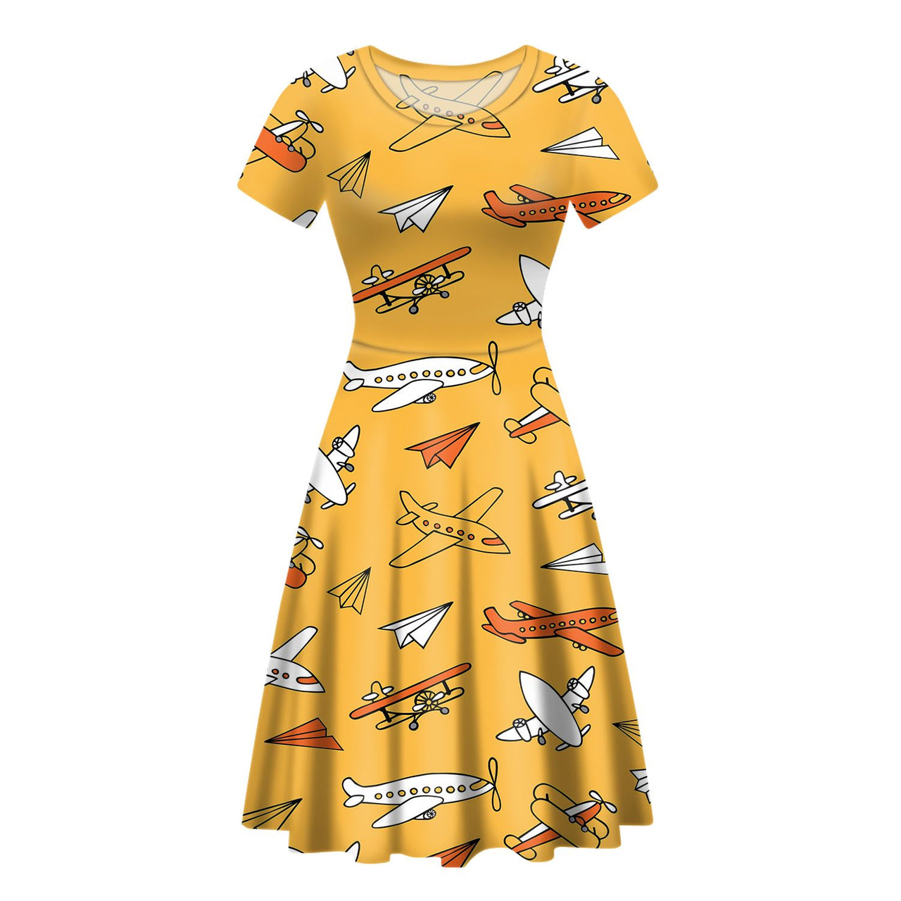 Super Drawings of Airplanes Designed Women Midi Dress