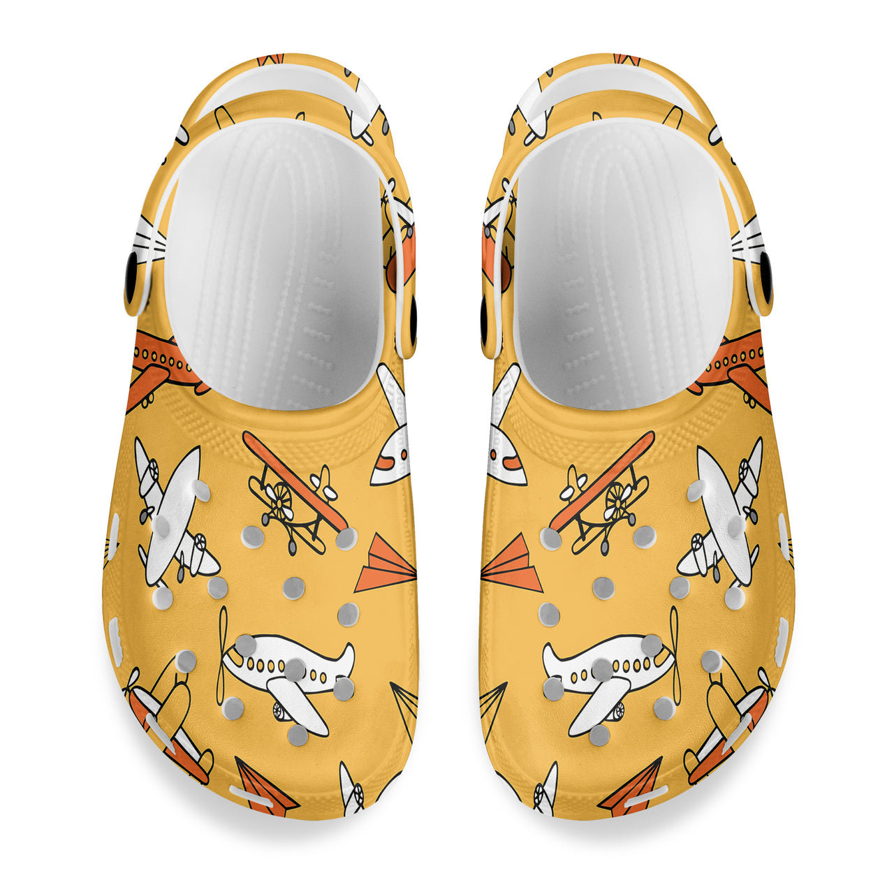 Super Drawings of Airplanes Designed Hole Shoes & Slippers (MEN)