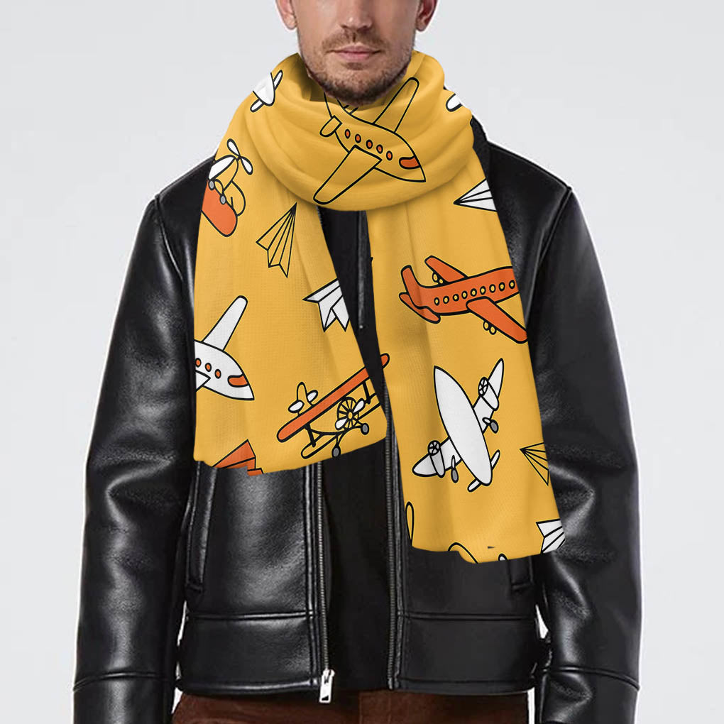 Super Drawings of Airplanes Designed Scarfs