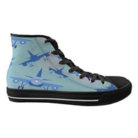 Thumbnail for Super Funny Airplanes Designed Long Canvas Shoes (Men)