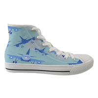 Thumbnail for Super Funny Airplanes Designed Long Canvas Shoes (Men)
