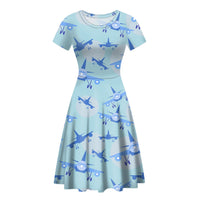 Thumbnail for Super Funny Airplanes Designed Women Midi Dress