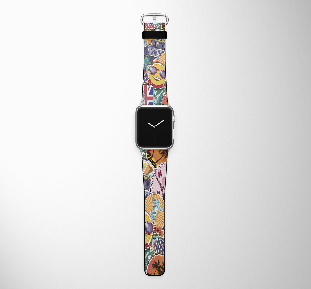 Super Funny Travel Stickers Designed Leather Apple Watch Straps