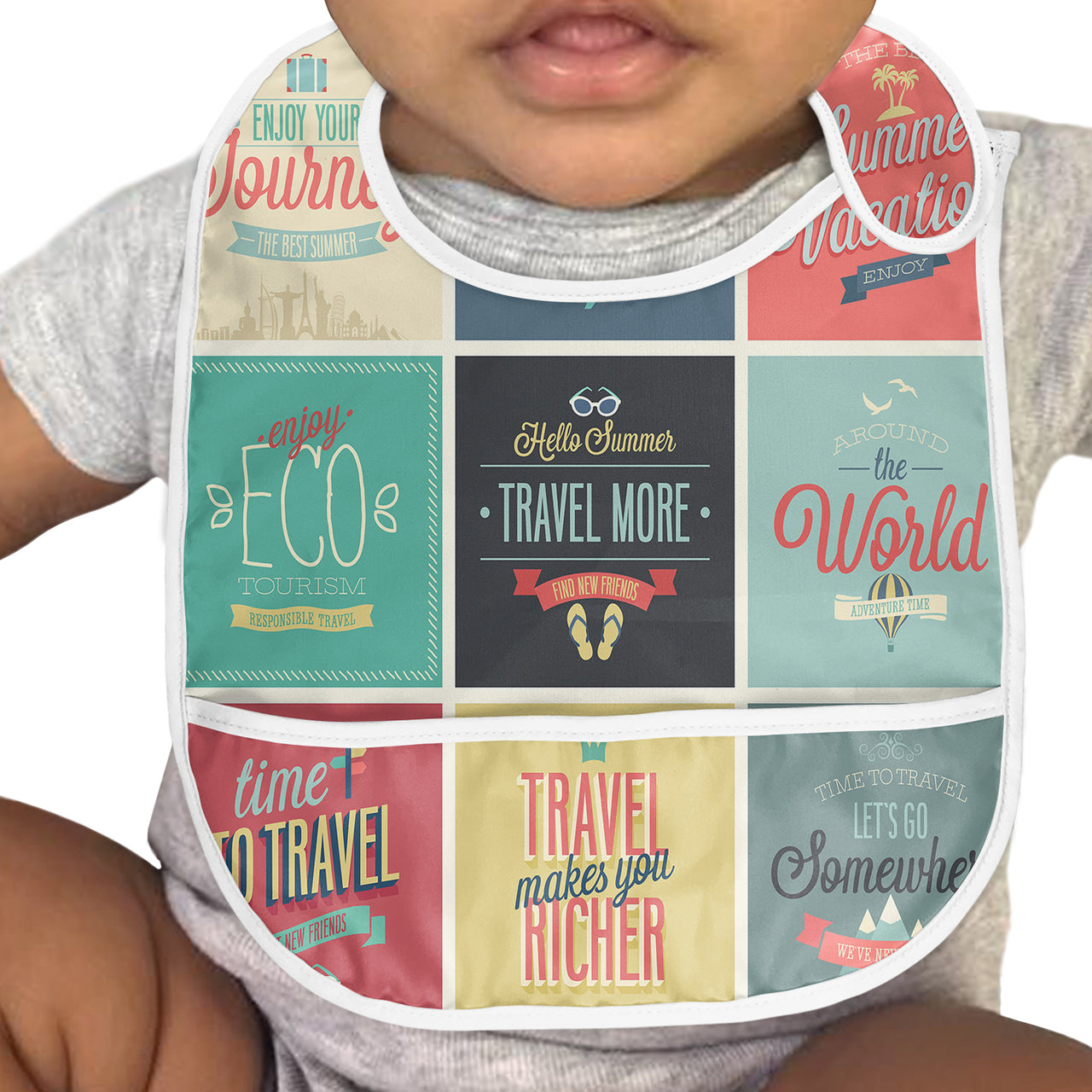 Super Travel Icons Designed Baby Bib