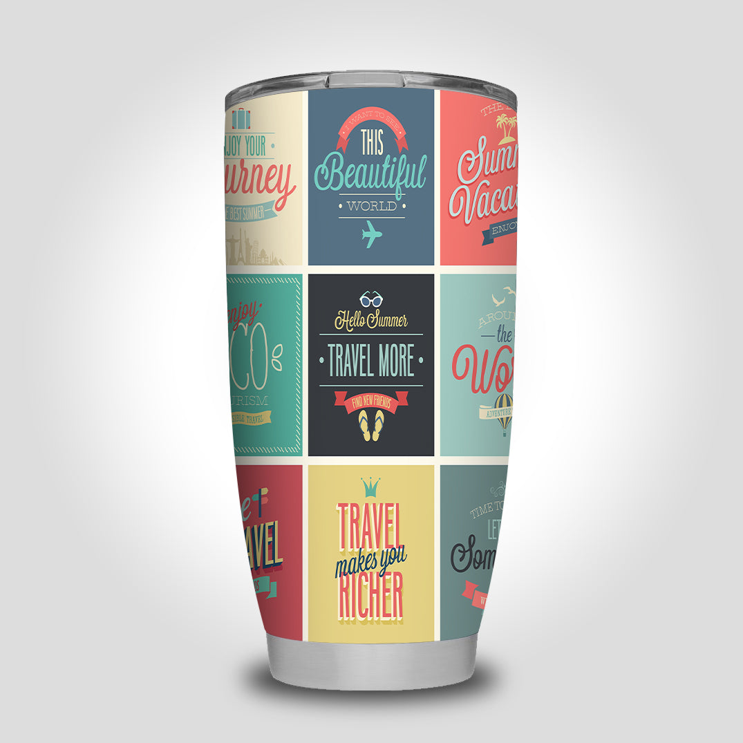 Super Travel Icons Designed Tumbler Travel Mugs