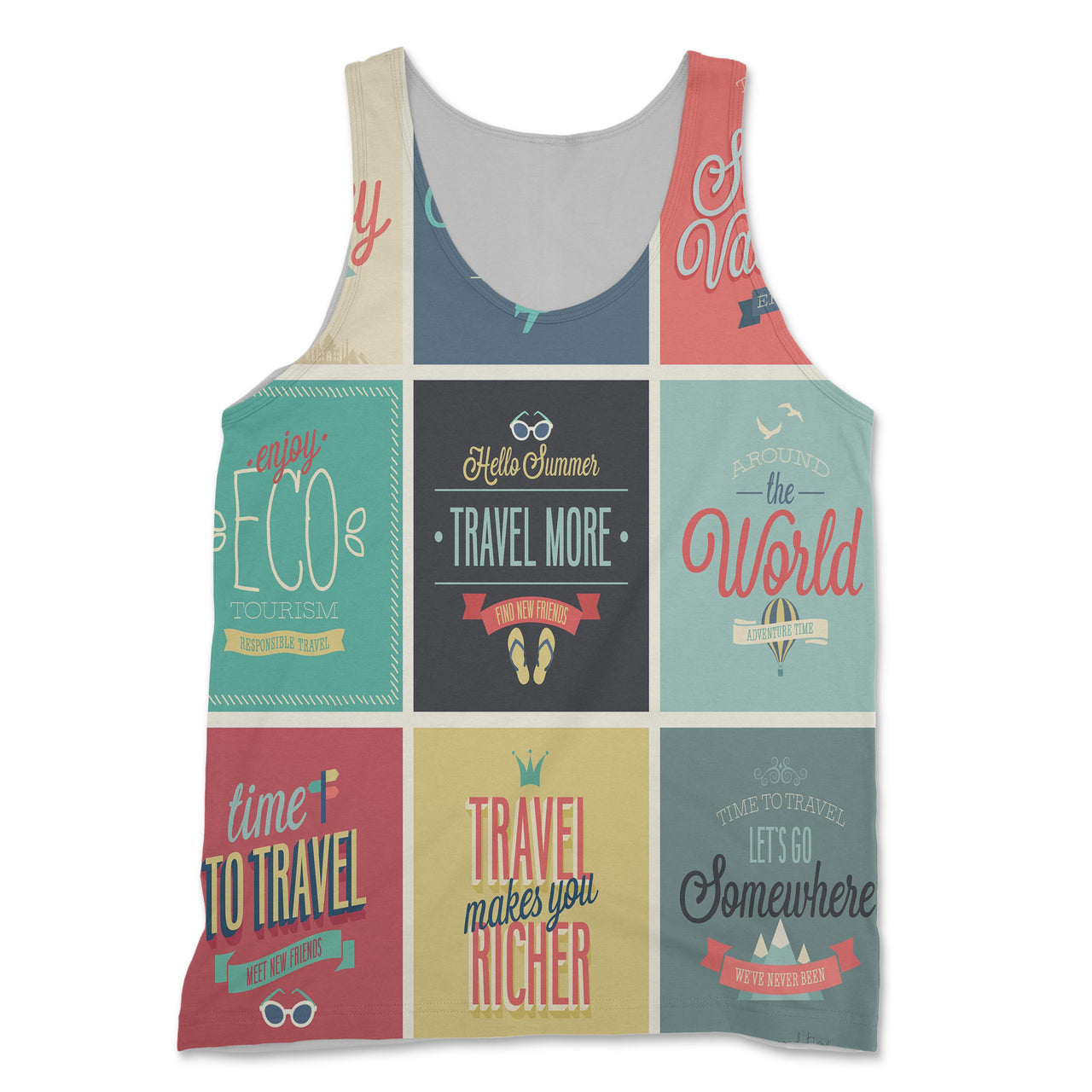 Super Travel Icons Designed 3D Tank Tops