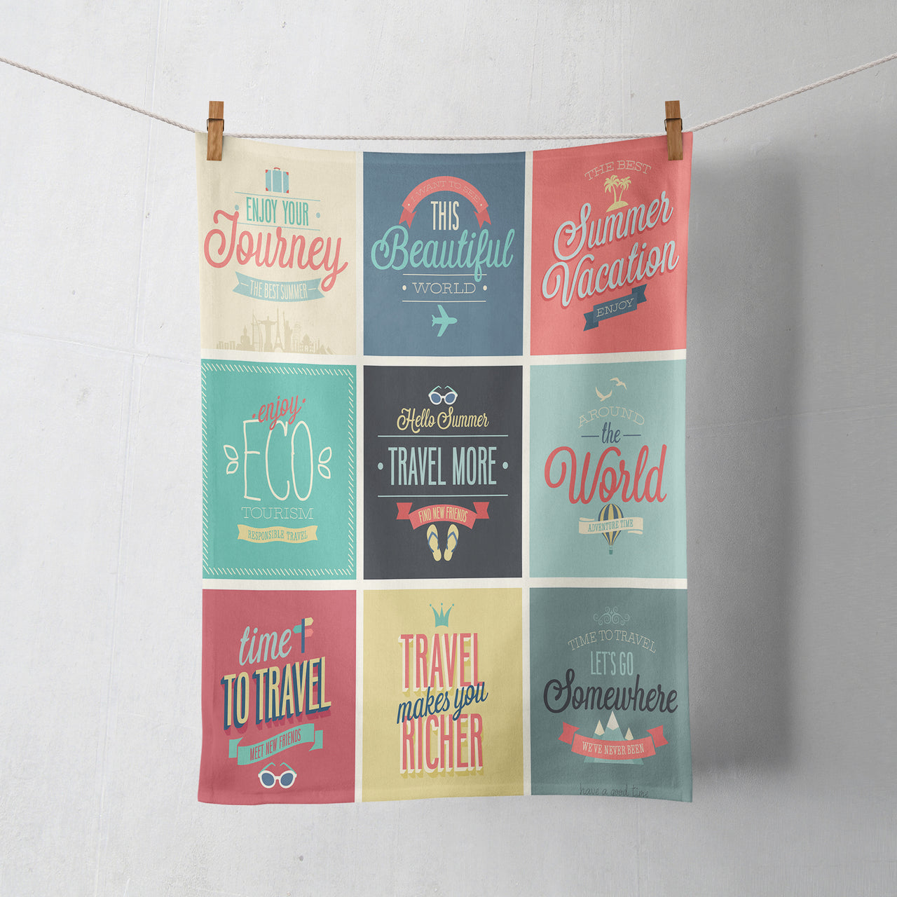 Super Travel Icons Designed Towels