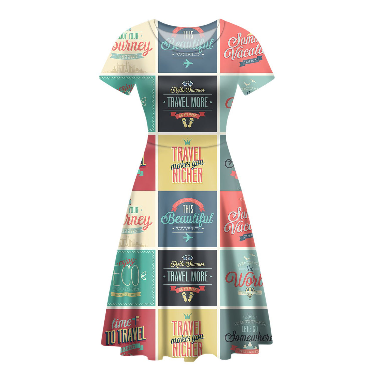 Super Travel Icons Designed Women Midi Dress