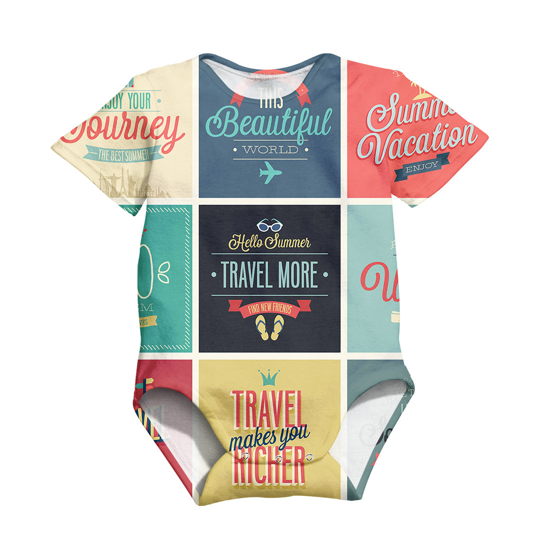 Super Travel Icons Designed 3D Baby Bodysuits