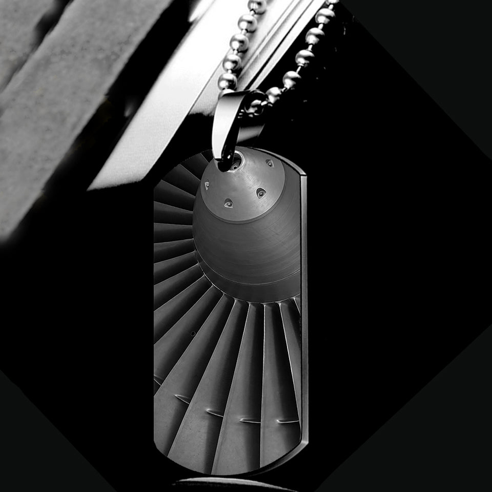 Super View of Jet Engine Designed Metal Necklaces