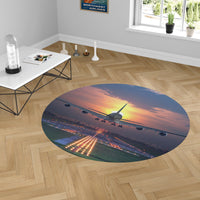 Thumbnail for Super Airbus A380 Landing During Sunset Designed Carpet & Floor Mats (Round)