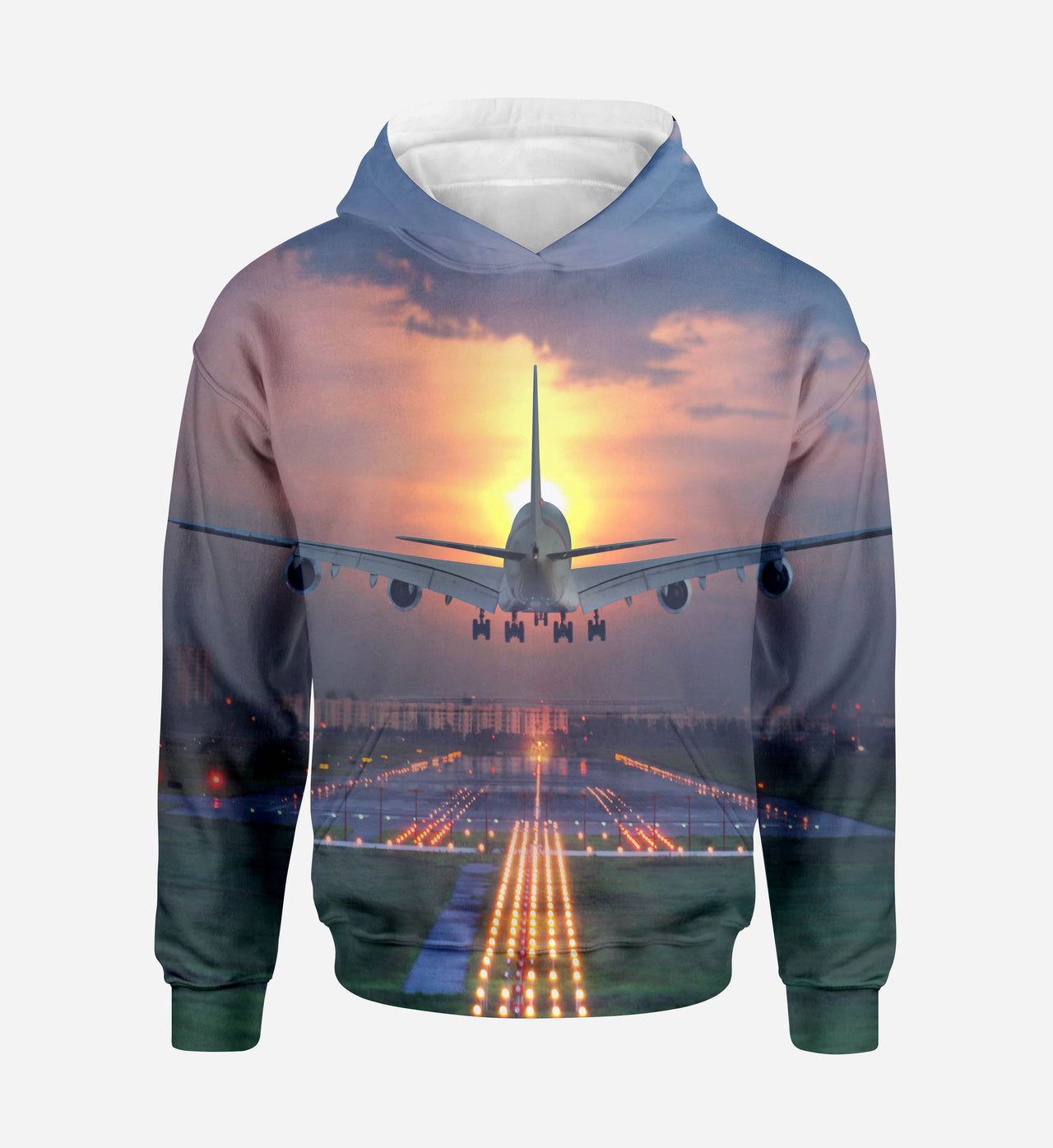 Super Boeing 747 Landing During Sunset Printed 3D Hoodies