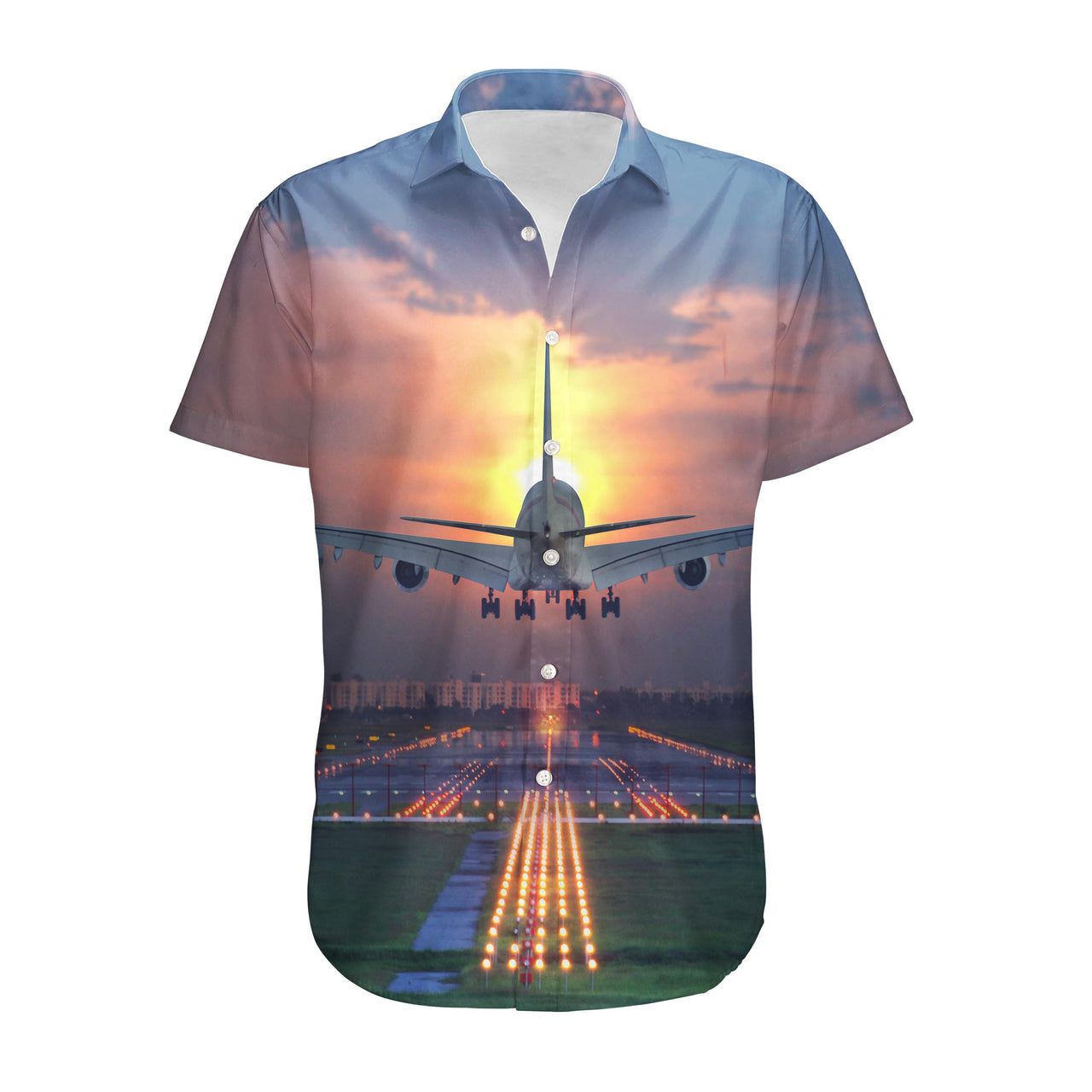 Super Airbus A380 Landing During Sunset Designed 3D Shirts