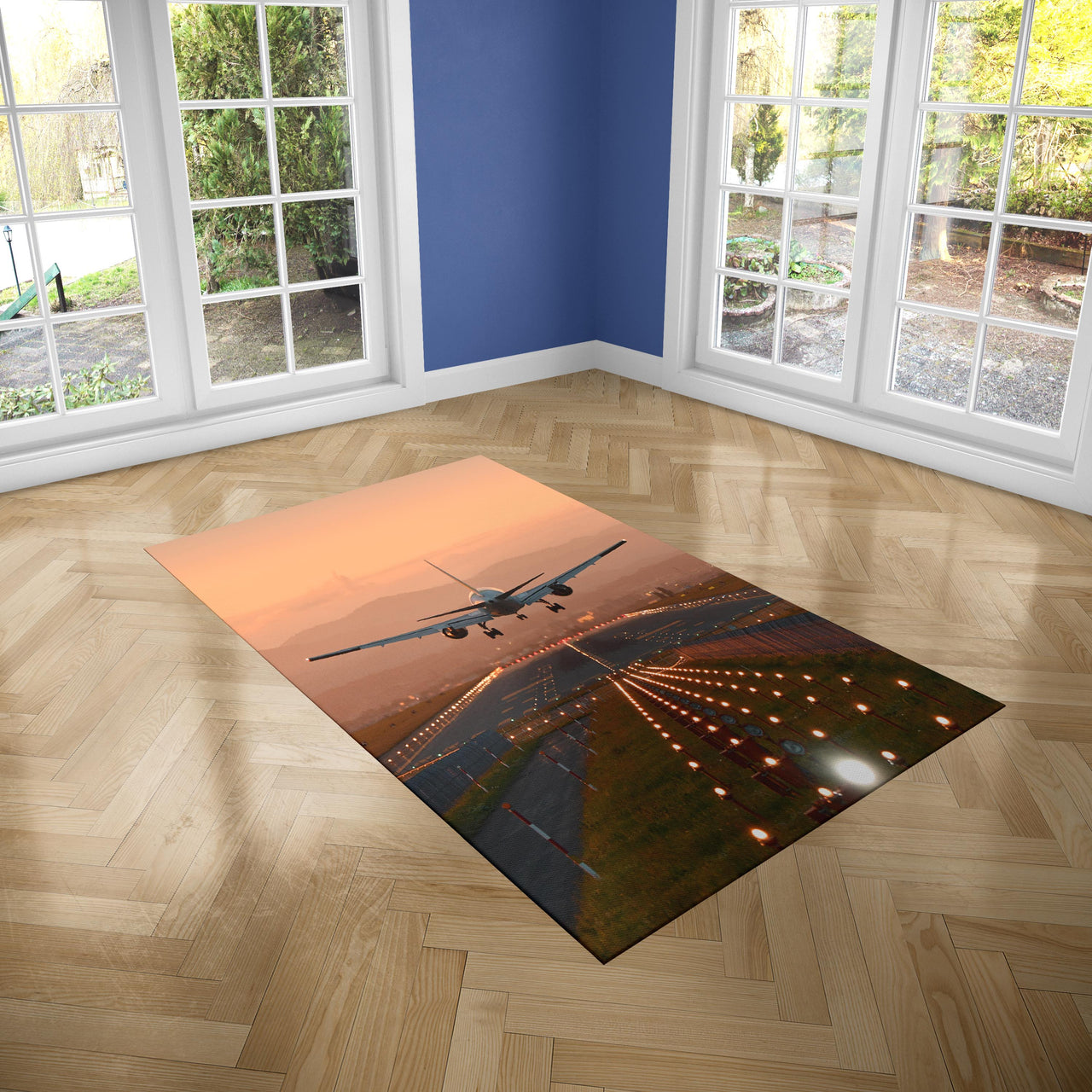 Super Cool Landing During Sunset Designed Carpet & Floor Mats