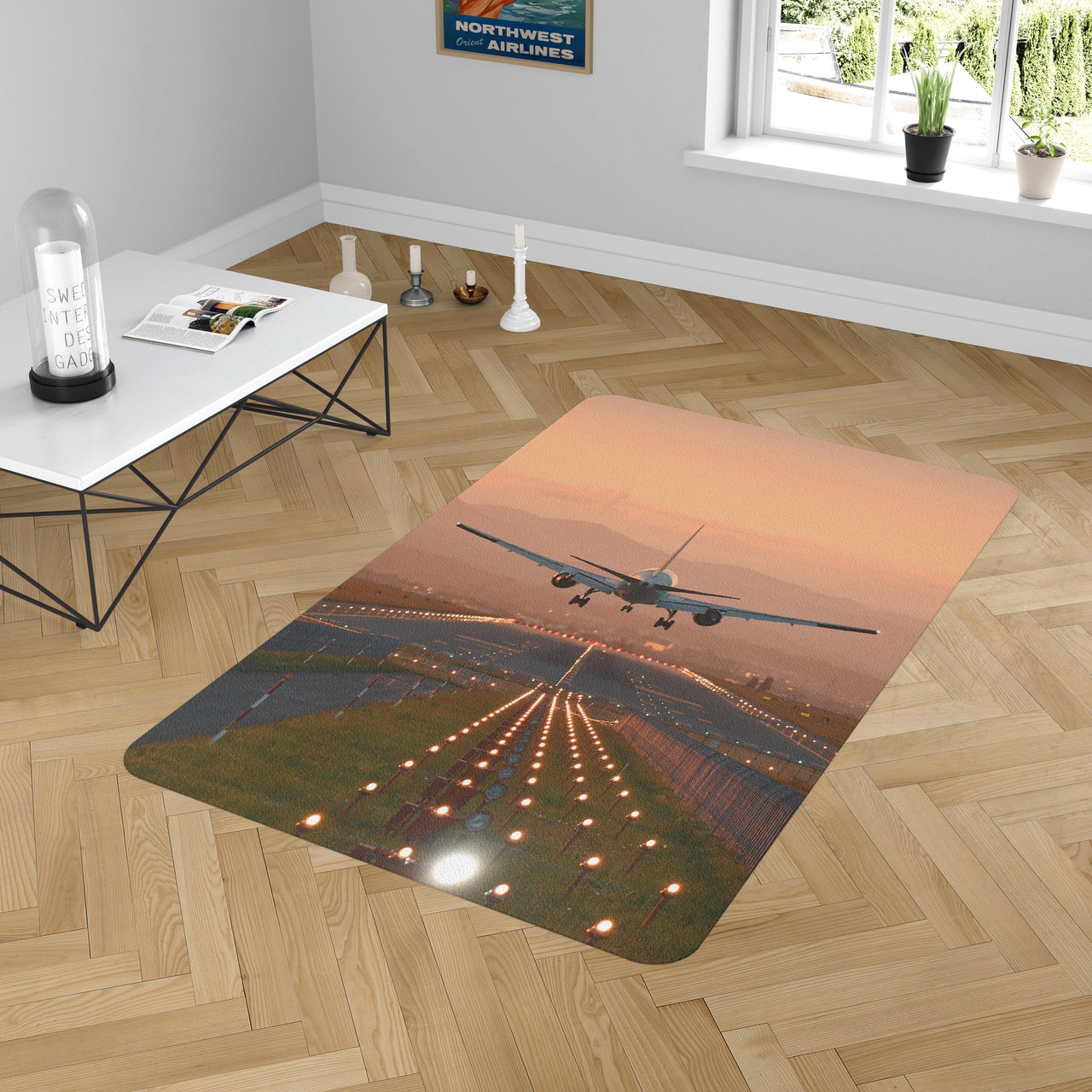 Super Cool Landing During Sunset Designed Carpet & Floor Mats