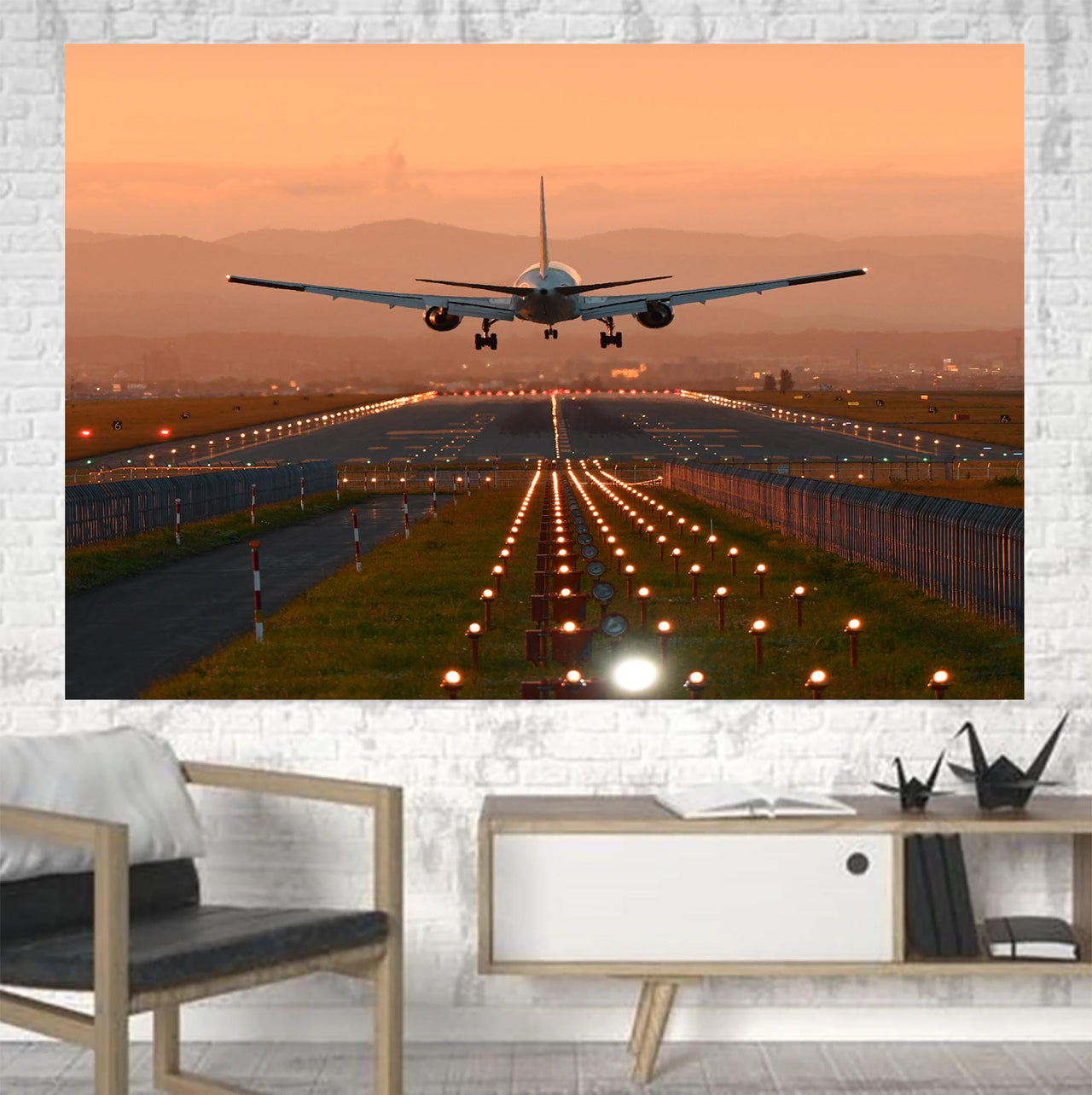 Super Cool Landing During Sunset Printed Canvas Posters (1 Piece)