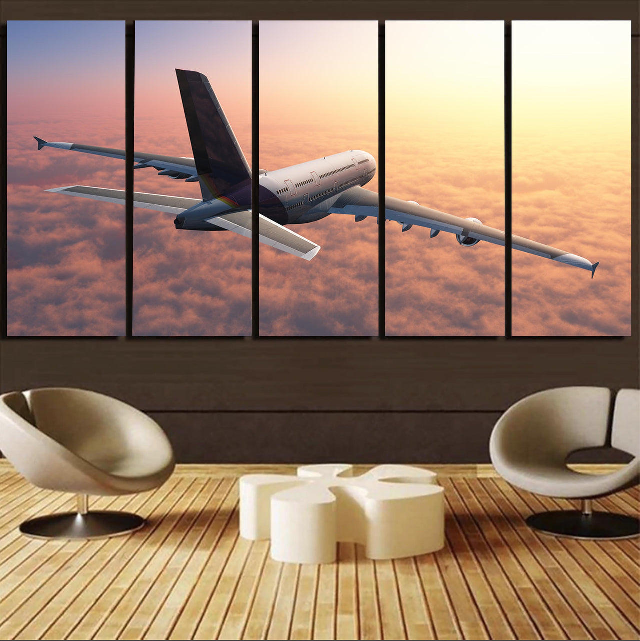 Super Cruising Airbus A380 over Clouds Canvas Prints (5 Pieces)