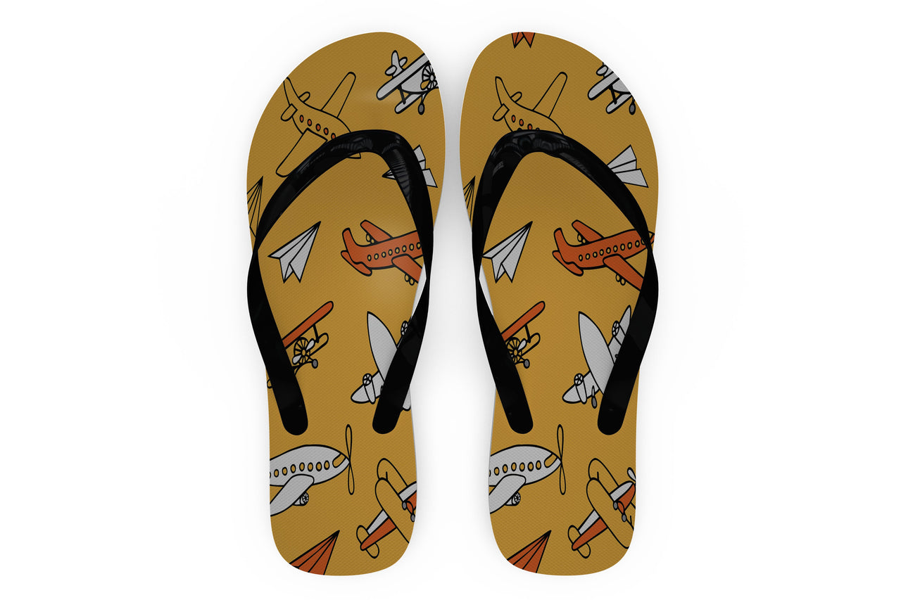 Super Drawings of Airplanes Designed Slippers (Flip Flops)